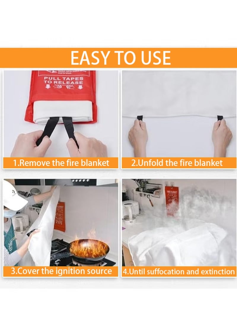 2 Pcs Fire Emergency Blanket,Fire Blanket for Home and Kitchen,Camping Emergency Blankets,Emergency Fire Retardant Blankets for House,Fireproof Blanket Welding Blanket for Kitchen,Grill,BBQ - Image 2